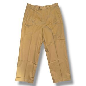 Zanella Tan Twill Chino Dress Pleated Trouser Pants 34/30